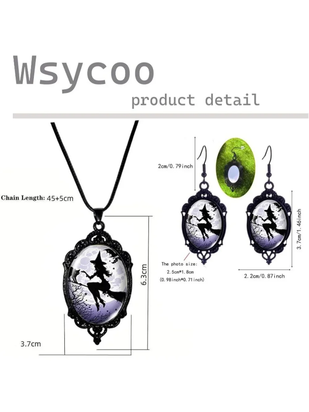 Women’s Grey Jewelry Set Blue Halloween Victorian Punk Gothic Necklace Earring